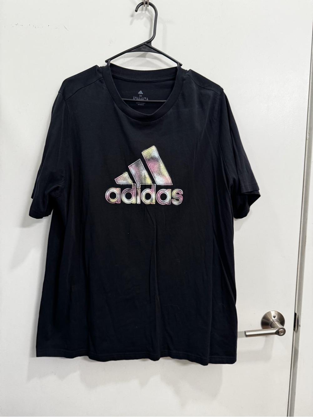 Adidas Men's Black T‑Shirt with Iridescent Logo